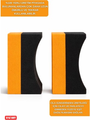 Lenaren 2’li Lastik Parlatma & Temizleme Süngeri Turuncu – Yerli Üretim, Orijinal Cila Süngeri