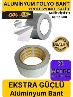 Kl Home 30 Metre x 5cm Profesyonel Kalite Aluminyum  Folyo Bant (Aspiratör Boru-Soba Borusu Mutfak Band)