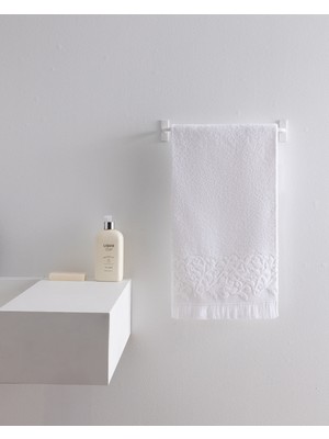 Madame Coco Amande %100 Pamuk Yüz Havlusu - Beyaz - 50X70 cm