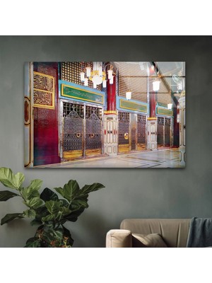 Myphotostation Nebevi Islam Dekoratif Temperli Cam Tablo, Modern Uv Baskılı Duvar Tablosu, Salon ve Ofis Için Şık Duvar Dekoru