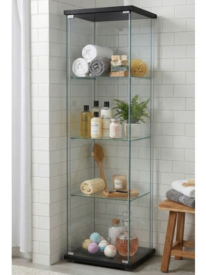 Cam Raflı Kapaklı Düzenleyici Banyo Dolabı Çok Amaçlı Lavabo Malzeme Dolap Havluluk Organizer
