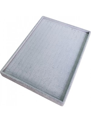 Özer Kutu Yüzük Standı-Tablası 140 Lı  Batırmalı Gri Süet 25X35