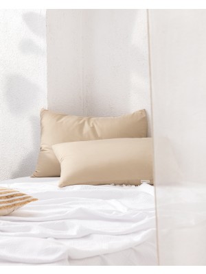 Madame Coco Manon %100 Pamuk Ranforce Düz Yastık Kılıfı Seti - Koyu Bej - 50X70 cm