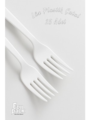 Ezupack 25'li Lüx Sert Plastik Beyaz Çatal Parti Doğum Günü Sunum Davet Nişan Söz Kullan At Organizasyon