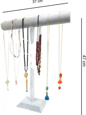 Özer Kutu Uzun T  Tesbih ve Kolye Standı Gri