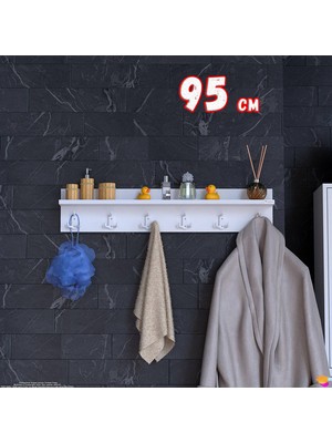 Modilayn Kedi Serisi 6’lı Banyo Askısı Seti | 91,4X18 cm 18 Kancalı Raflı Düzenleyici Yer Tasarrufu