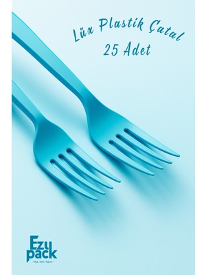 Ezupack 25'li Lüx Sert Plastik Mavi Çatal Parti Doğum Günü Sunum Davet Nişan Söz Kullan At Organizasyon