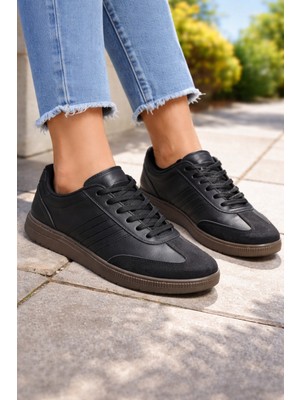 Redtan Unisex | Siyah | Kadın | Erkek Kız Çocuk | Şeritli Günlük Sneaker Spor Ayakkabı