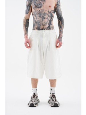 Machinist Erkek Pleater Carpenter Şort Ekru