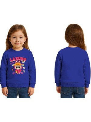 Sedirli Unisex Labubu Baskılı Çocuk Swaetshirt 3 Iplik Şardonlu