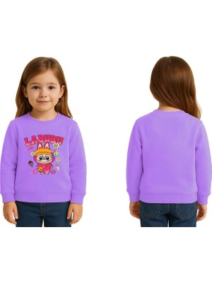 Sedirli Unisex Labubu Baskılı Çocuk Swaetshirt 3 Iplik Şardonlu