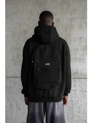 Machinist Erkek Bag Zip Kapüşonlı Sweatshirt Siyah