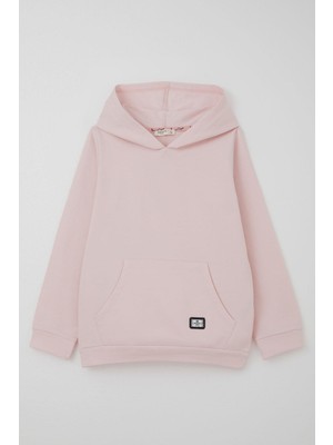 Breeze Kız Çocuk Sweatshirt Kanguru Cepli Armalı 4-8 Yaş, Pembe