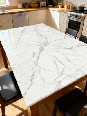 Çiftçi Plasmar Mermer Desenli - Kalın , Şık ,pvc 1,2 mm Masa Örtüsü