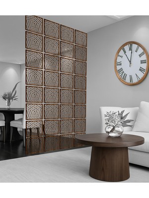 Wooddoom Çizgiler Lazer Kesim Paravan, Ahşap Seperatör, Panel Levha Seti Dekorasyon Ahşap Oda Bölücü Desen