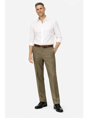 BURSPA Rahat Kesim Pamuklu Keten Haki Baba Erkek Pantolon