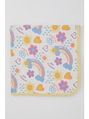 Breeze Yenidoğan Bebek Battaniyesi Çiçek Desenli & Güneşli Standart, Ekru