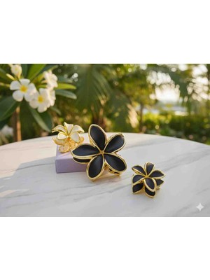 ForgeBox Siyah Gold Çiçek Desenli Mandal Toka Seti | Şık & Zarif Saç Tokası