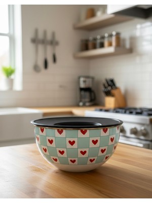 Alev Emaye Emaye 3 Parça Karıştırma, Çırpma, Saklama Kabı - Salata Kabı