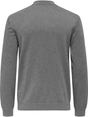 Only & Sons Onswyler Lıfe Reg 14 Half Zıp Polo Knıt Erkek Gray Kazak - 22034225