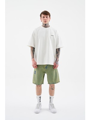 Machinist Erkek Basic Koyu Jean Şort Yeşil