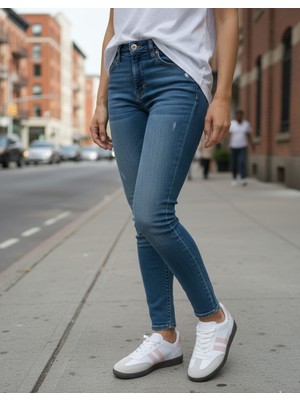 Redtan Unisex | Beyaz Pudra | Kadın | Erkek Kız Çocuk | Şeritli Günlük Sneaker Spor Ayakkabı