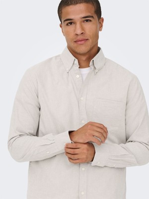 Only & Sons Onsgaton Reg Ls Shırt 0360 Frml Erkek Gri Gömlek - 22034511