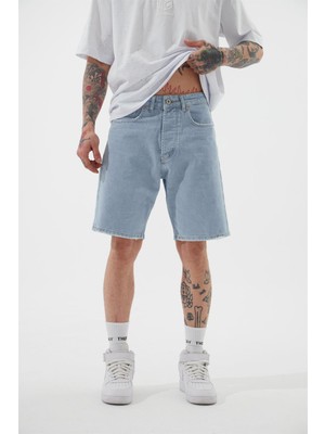 Machinist Erkek Loose Fith Denim Bermuda Şort Mavi