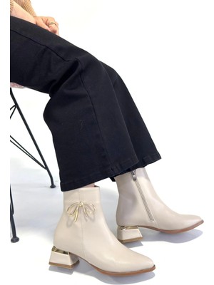 Hsc Bilişim Harly Bej Cilt Topuklu Bot