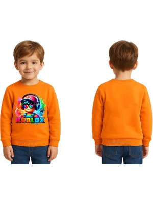 Sedirli Unisex Roblox Baskılı Çocuk Swaetshirt 3 Iplik Şardonlu
