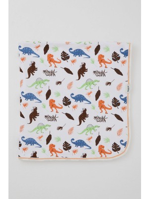 Breeze Yenidoğan Bebek Battaniyesi Dinozor Krallığı Standart, Beyaz
