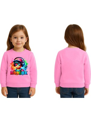 Sedirli Unisex Roblox Baskılı Çocuk Swaetshirt 3 Iplik Şardonlu