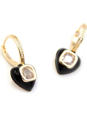 Royaleks Mineli Kalp Küpe - Beyaz