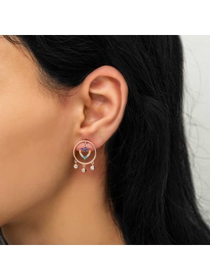 Costurera Gümüş Kalpli Halka Küpe