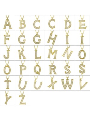 Costurera 925 Ayar Gümüş Gold N Harfi Kadın Gümüş Kolye