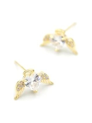 Royaleks Gümüş Iğneli Kalp Küpe - Altın