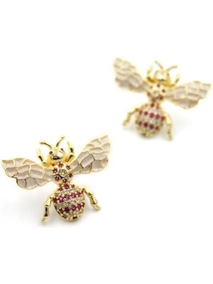 Royaleks Taşlı Arı Küpe - Kırmızı