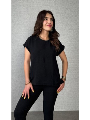 Moderie Butik Kadın Kısa Kollu Yuvarlak Yaka Aerobin Bluz ve Pantolon Ikili Takım