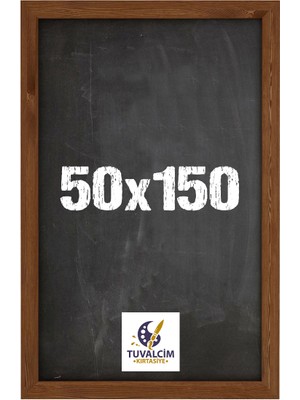 Tuvalcim Kırtasiye 50X150 cm Kara Tahta Yazı Tahtası Kahverengi Çerçeve