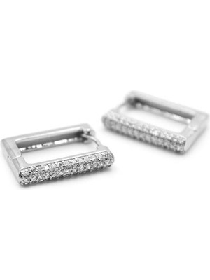 Royaleks Dikdörtgen Taşlı Küpe - Gümüş