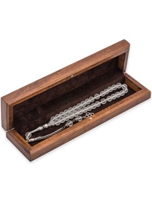 Costurera Gümüş Çiçek Desenli Ahşap Tesbih Kutusu