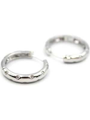 Royaleks Taşlı Halka Küpe - Gümüş