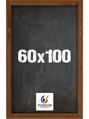Tuvalcim Kırtasiye 60X100 cm Kara Tahta Yazı Tahtası Kahverengi Çerçeve
