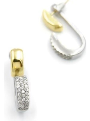 Royaleks Taşlı Halka Küpe - Altın