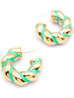 Royaleks Mineli Halka Küpe - Yeşil