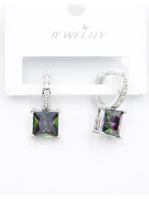 Royaleks Kare Taşlı Küpe - Gümüş