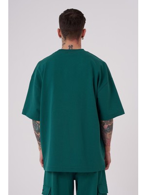 Erkek Machinist Dollar Basic Oversize Tişört Yağ Yeşili