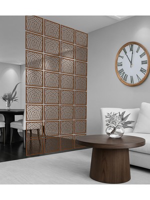 Wooddoom Çizgiler Lazer Kesim Paravan, Ahşap Seperatör, Panel Levha Seti Dekorasyon Ahşap Oda Bölücü Desen