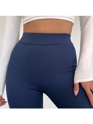 Winter Şardonlu Içi Polarlı Yumoş Kumaş Fitilli Ispanyol Paça Tayt