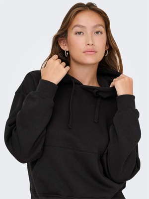 Only Onlbest Lıfe L/s Hood Swt Noos Kadın Siyah Sweatshirt - 15338730